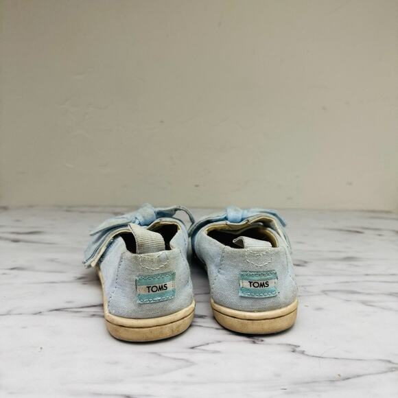 TOMS Blue Bow Slip On Shoes Toddler Girls Size 7 - Picture 5 of 8